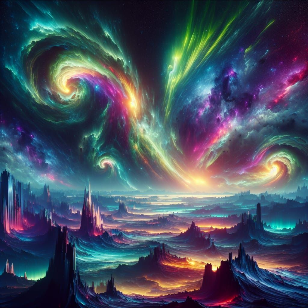 Surreal Aurora Landscape in 8K Digital Painting