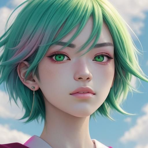 Anime Girl Portrait in Japanese Manga Style