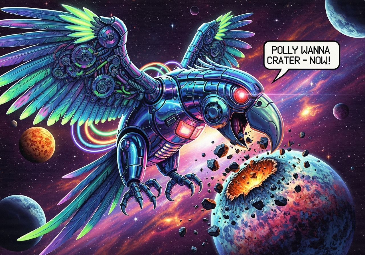 Dreamiful Mechaparrot Eats Planet-Parts