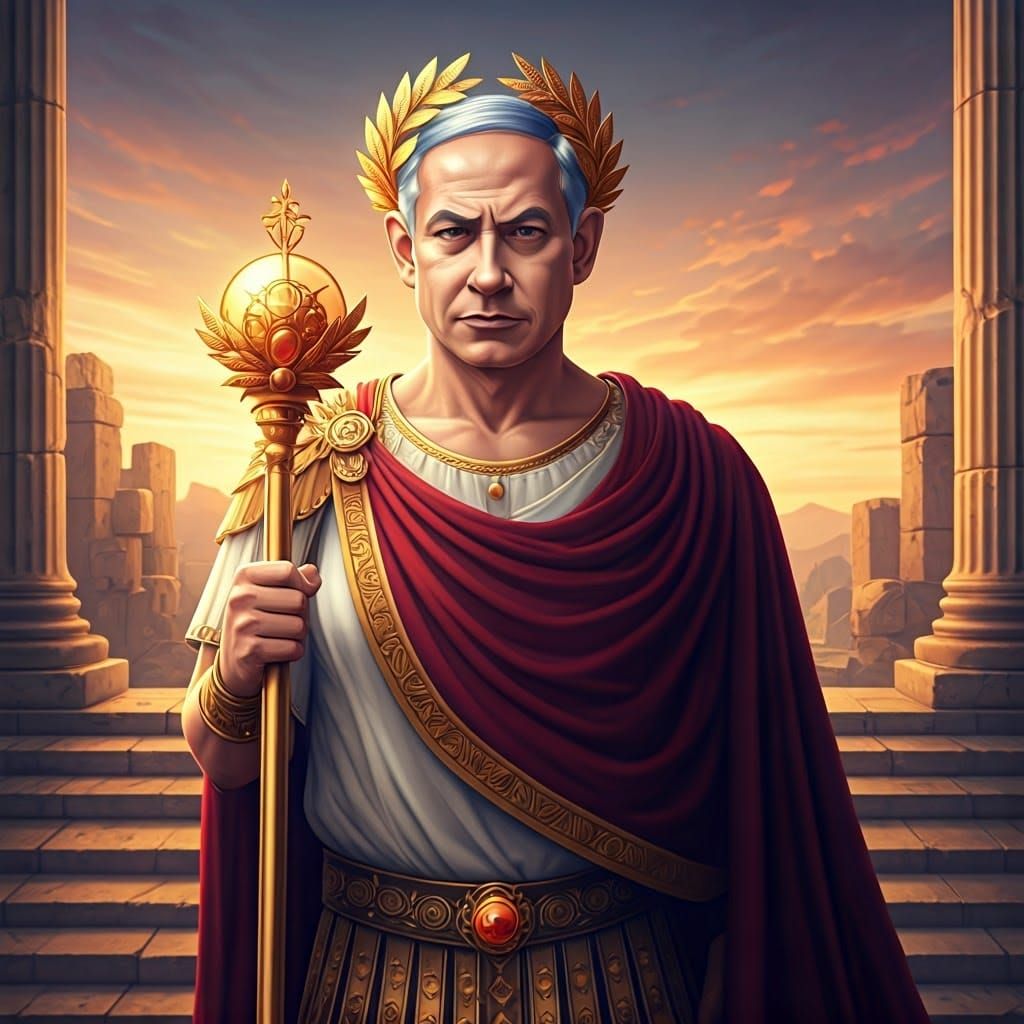 Netanyahu as Antiochus in Anime Art Style