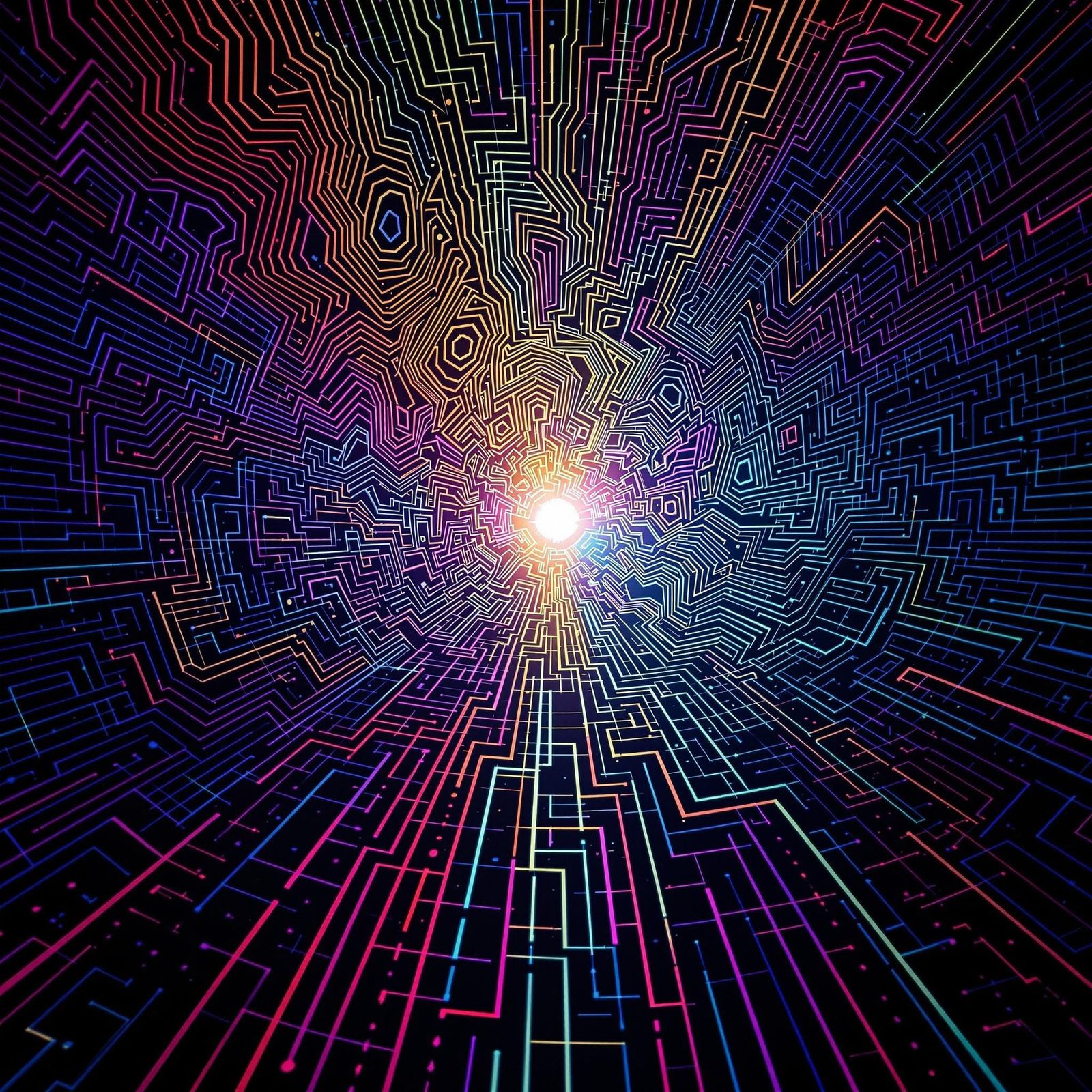 Vibrant Kaleidoscope in Neon Hues