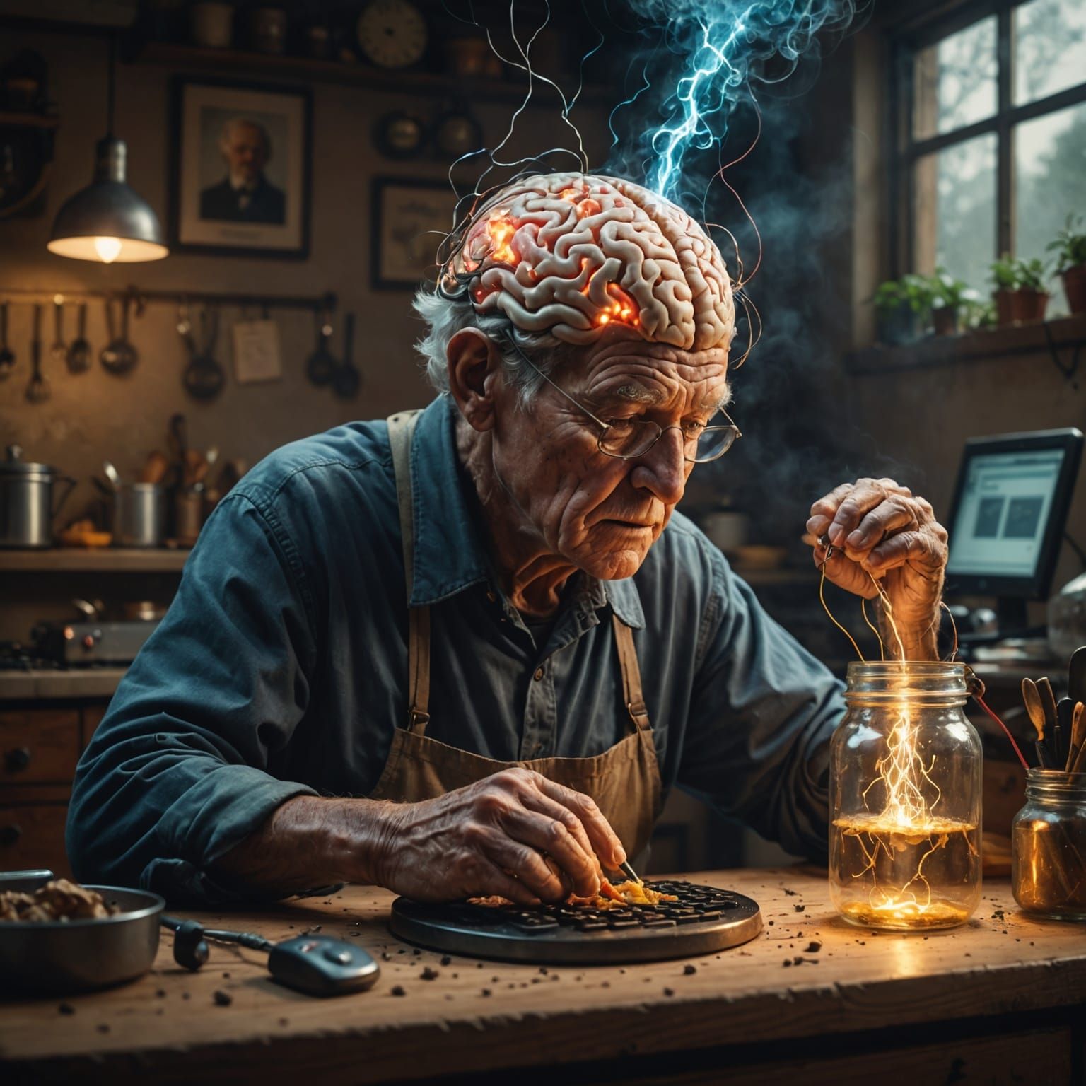 Brain in a Jar Connected to a Computer