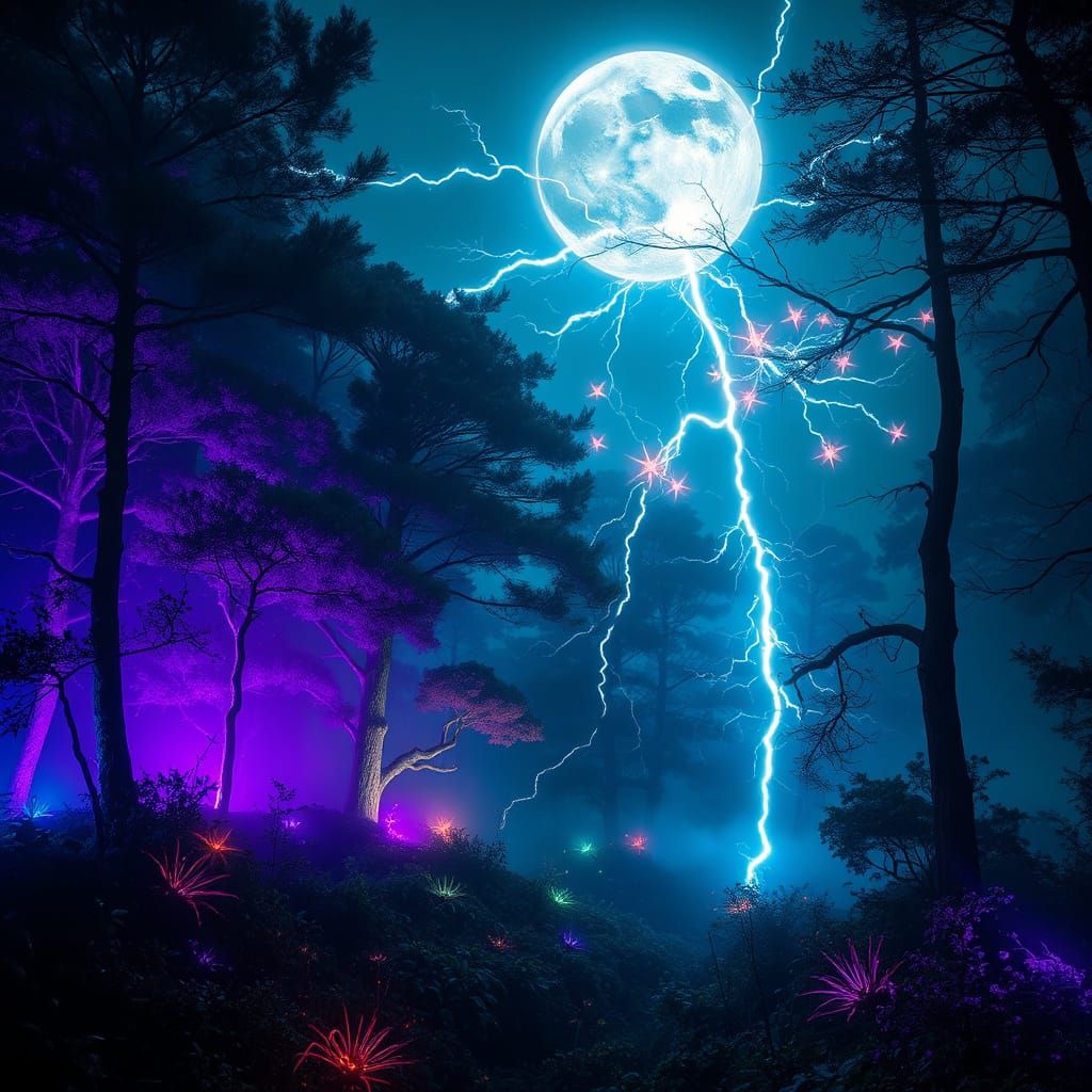 Enchanted Forest Bathed in Ethereal Moonlight