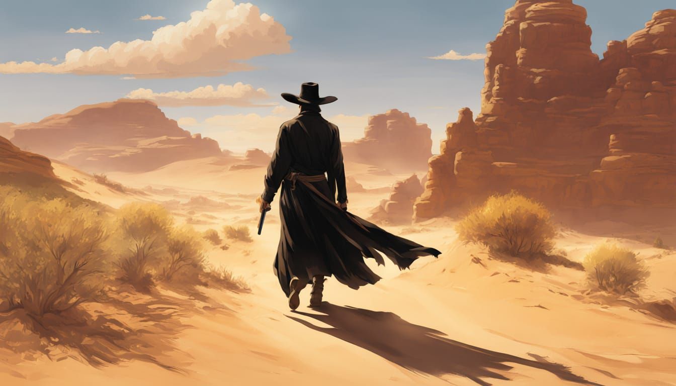 Gunslinger's Pursuit: Anime Style Desert Chase