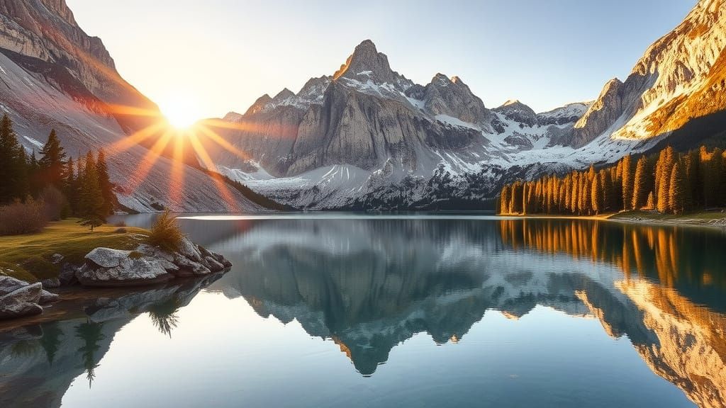 Sunny Lake Antorno in Dolomiti Alps