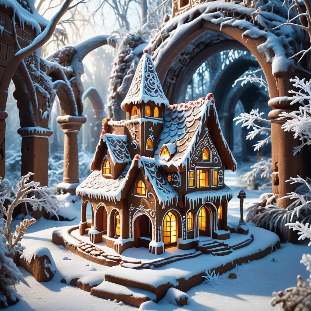 Gingerbread House in Winter Wonderland