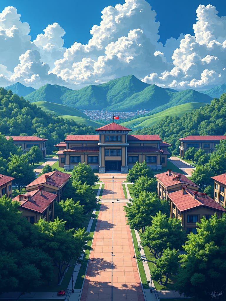Anime School Complex in Studio Trigger Style