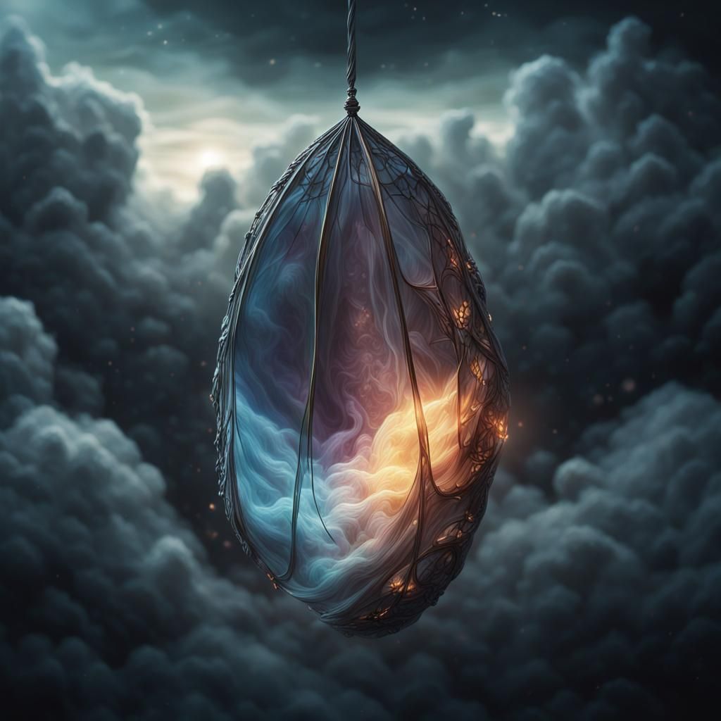Glowing Quantum Cocoon in Misty Landscape