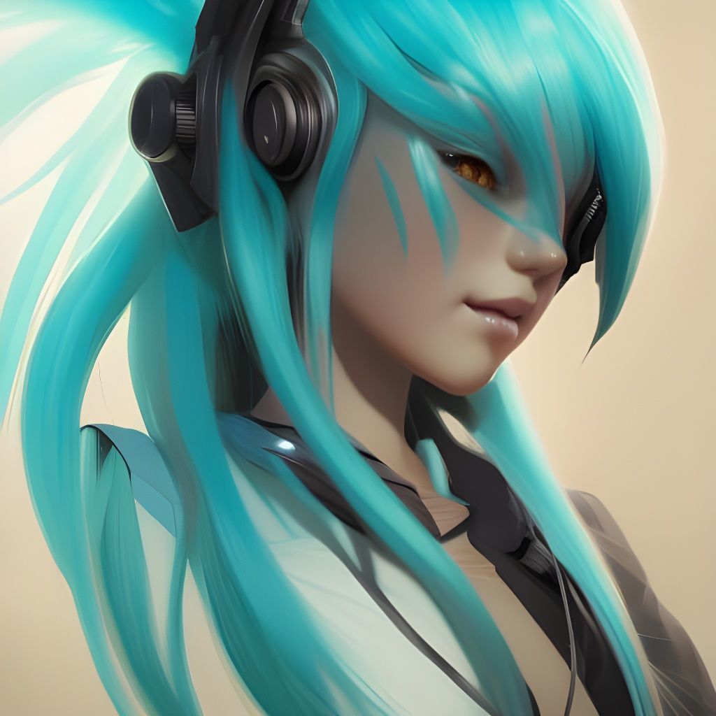 Dark Hatsune Miku Portrait in Art Nouveau Style