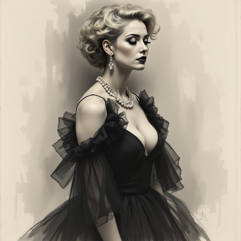 Serene Melancholy in Charcoal