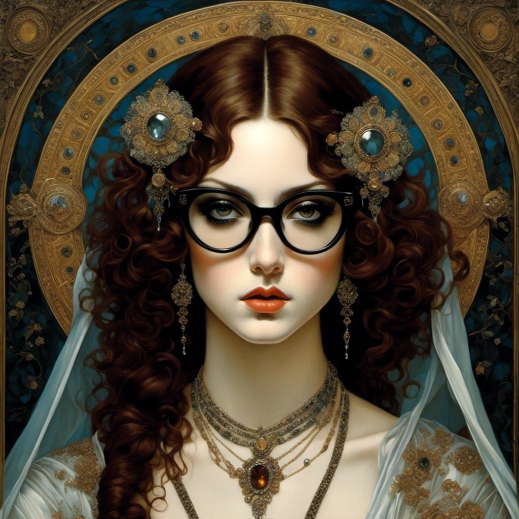 Gothic Madonna with Glasses in Botticelli Style