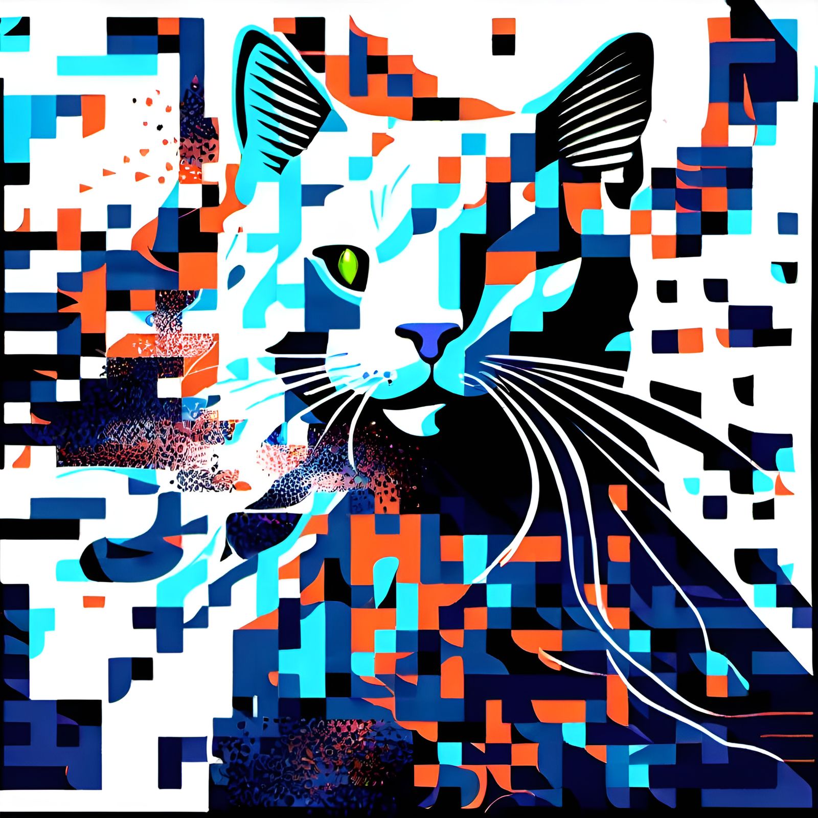 Cat on Colorful Psychedelic Blotter Art