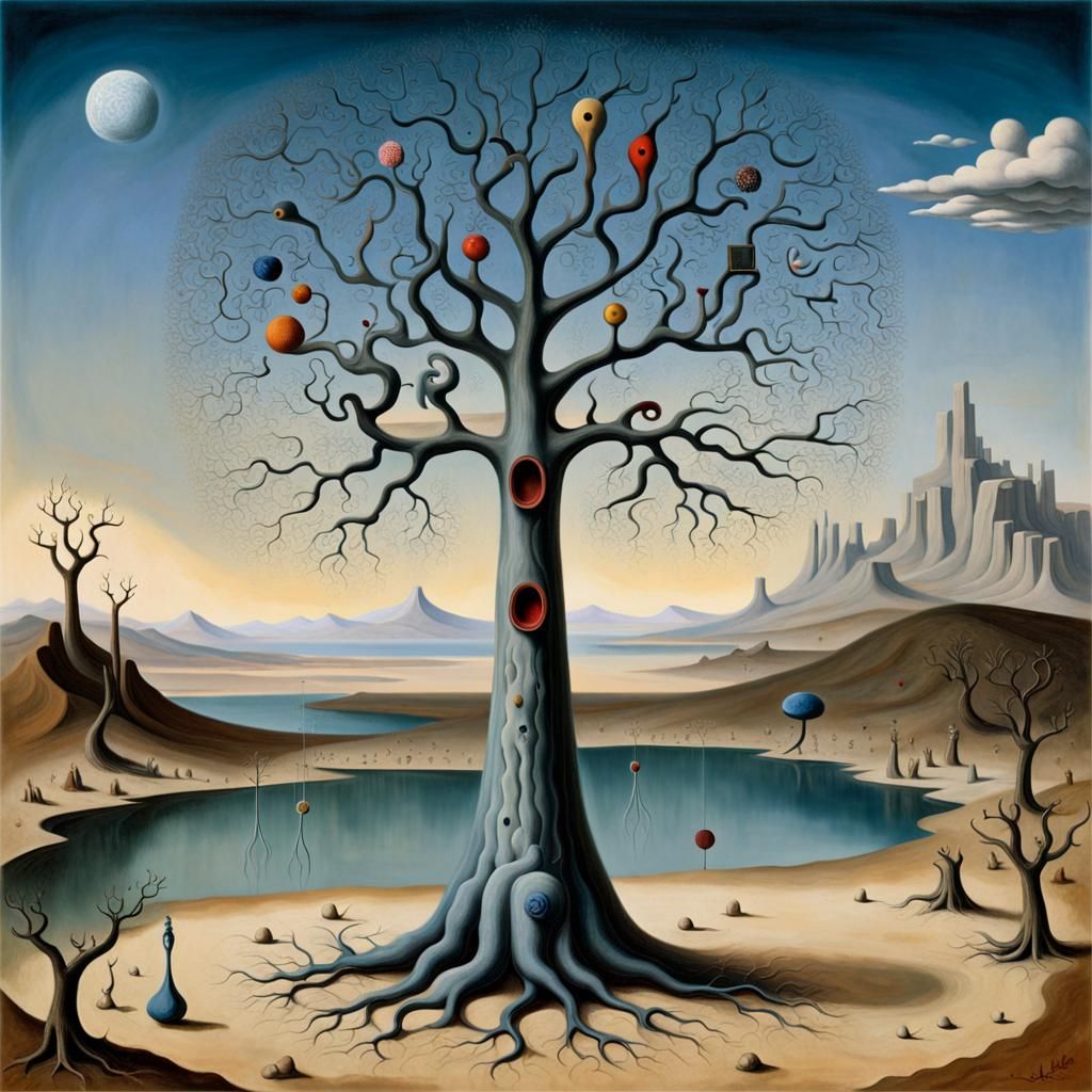 Surreal Tree of Knowledge in Barren Landscape