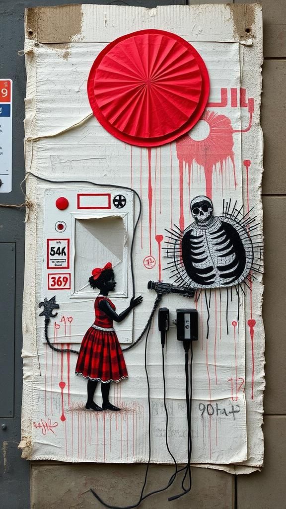 Surreal Pataphysical Graffiti Art in Mixed Media