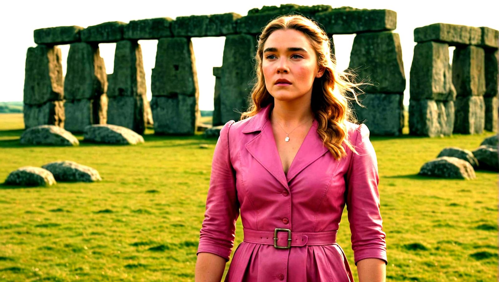 Florence Pugh in Pink at Stonehenge: Cinematic Film