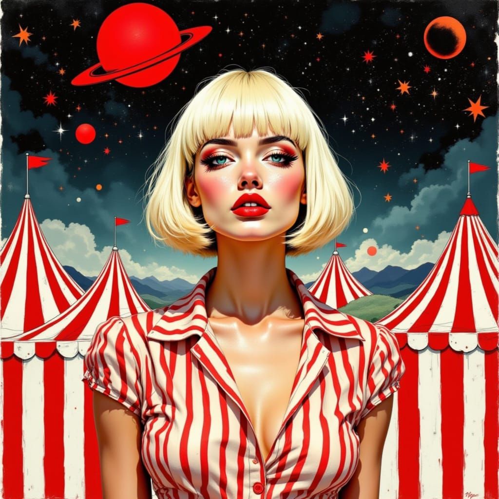 Cosmic Carnival Siren in Red and White Stripes