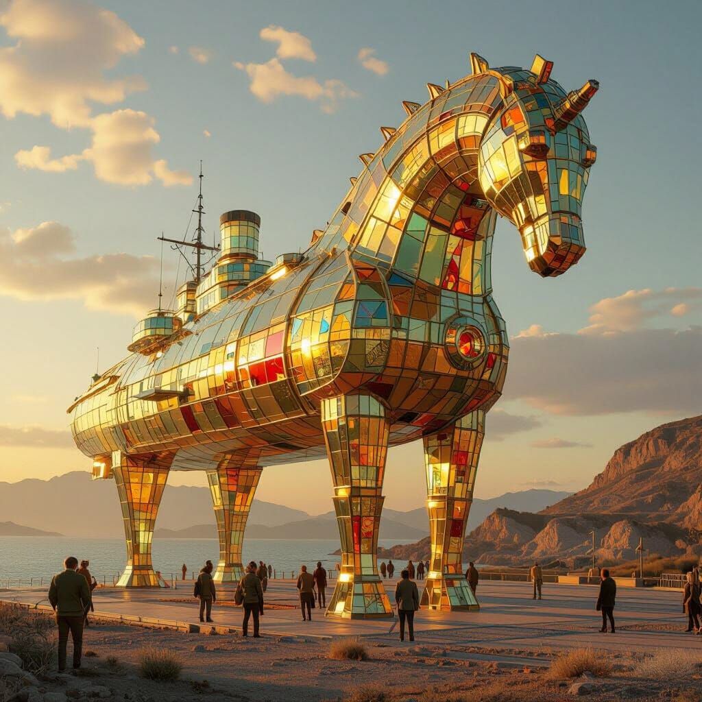 Glass Armored Battleship in Futuristic Style