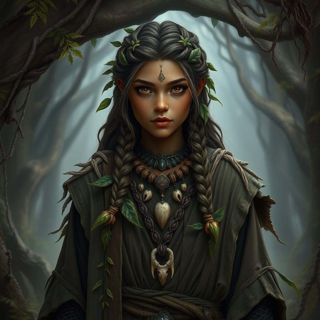 Druid Protector of the Grove in Dark Fantasy Style