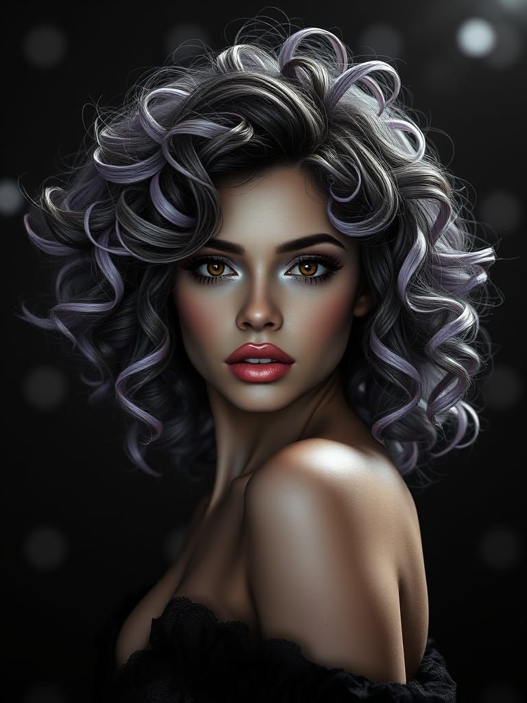 Ethereal Brunette Beauty in Cyberpunk Chic