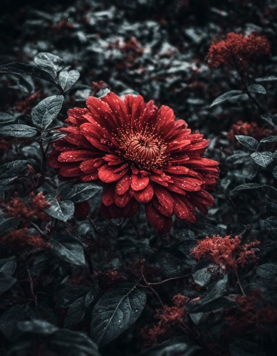 Intricate Flower Blooming in Darkness: Hyperrealistic HDR