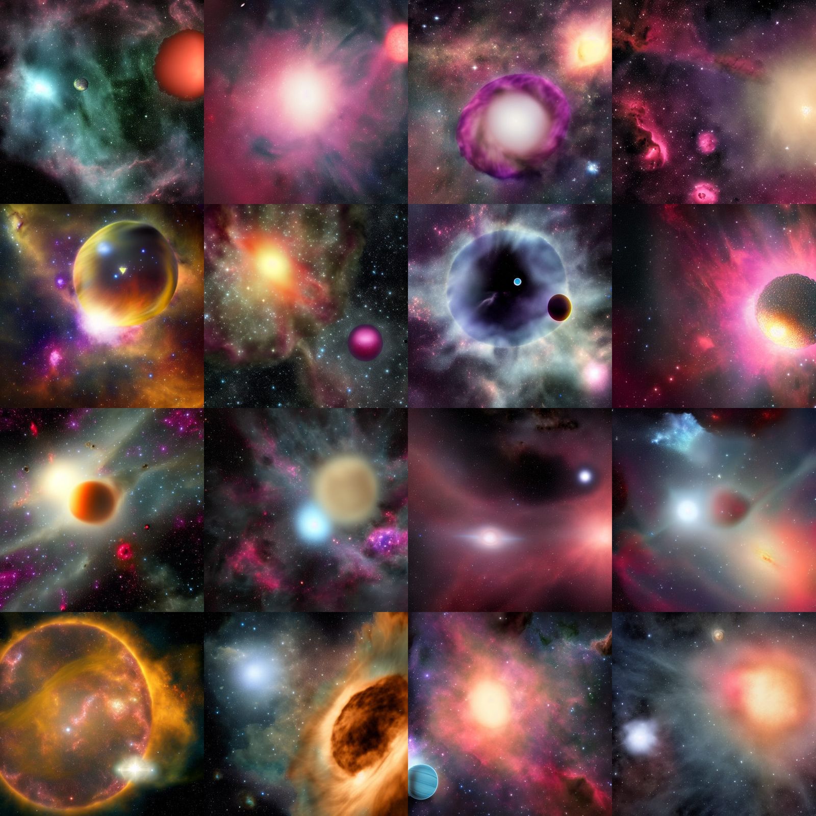 Exoplanet in Colorful Nebula Cloud