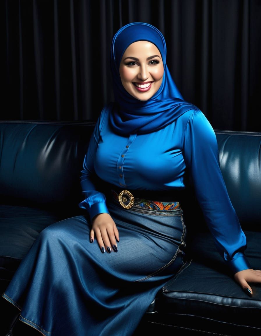 Elegant Hijabi Woman in Vibrant Blue Attire