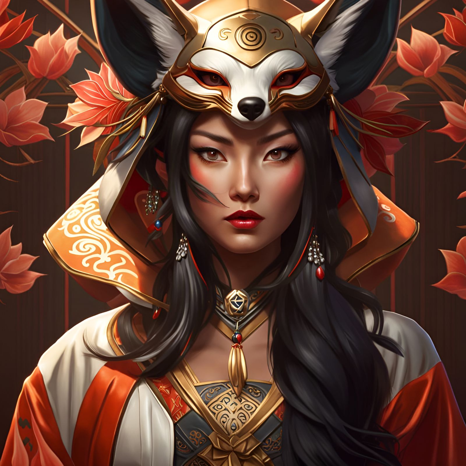 Kitsune Mask Portrait in Dynamic Lighting