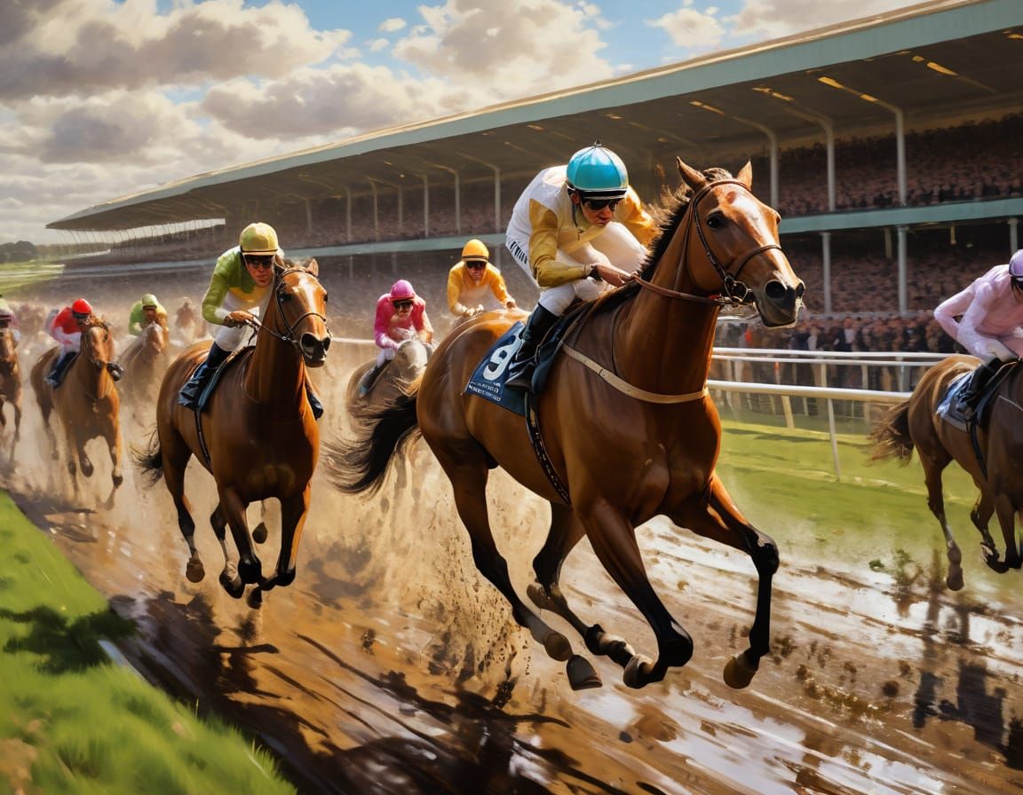 Impressionist Cheltenham Gold Cup Oil Painting with Vibrant ...