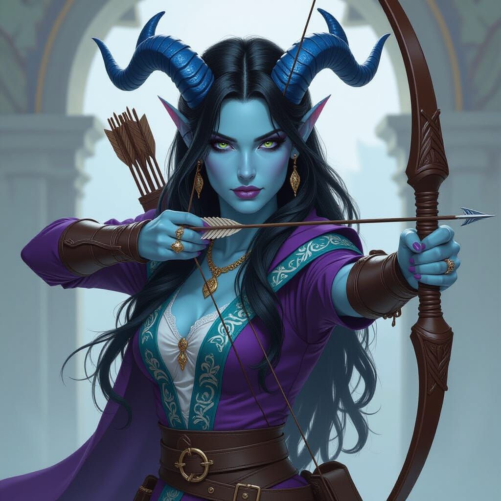 Female Tiefling Warrior Portrait in Dramatic Lighting