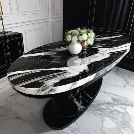 A long oval table carved from white bone, on which is a top ...