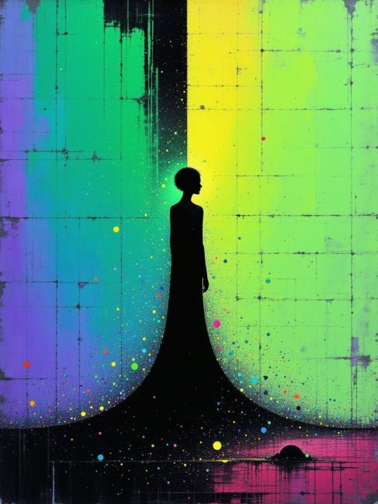 Surreal Futuristic Figure in Geometric Abstraction