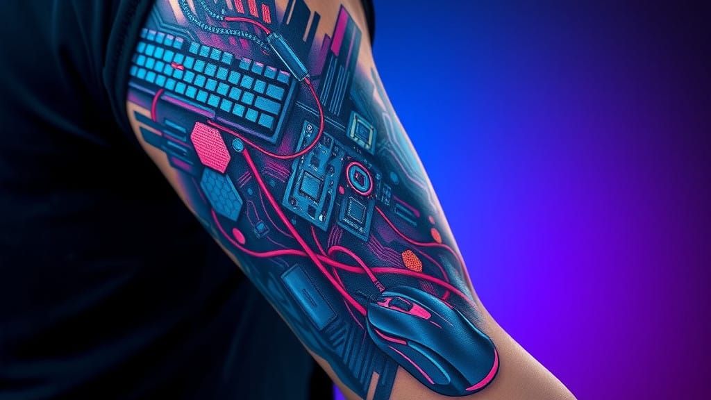 Cyberpunk PC Gamer Sleeve Tattoo Art