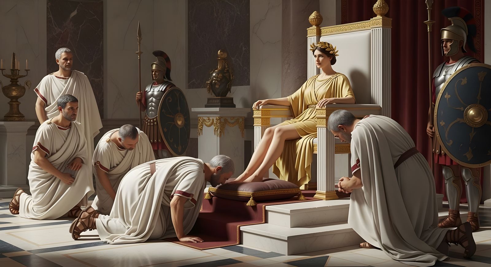 Empress Messalina on a Lavish Throne in Rome