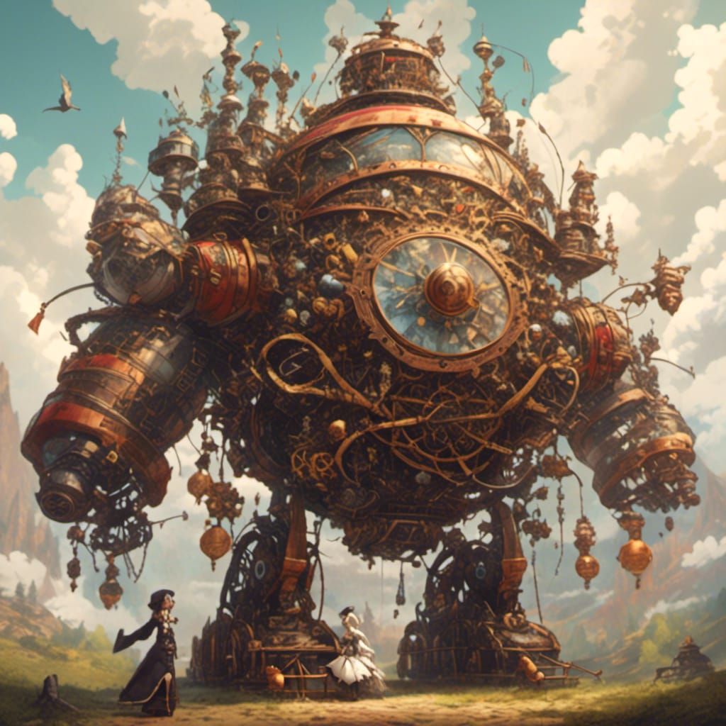 Steampunk Robot Ringmaster in 1800s Style