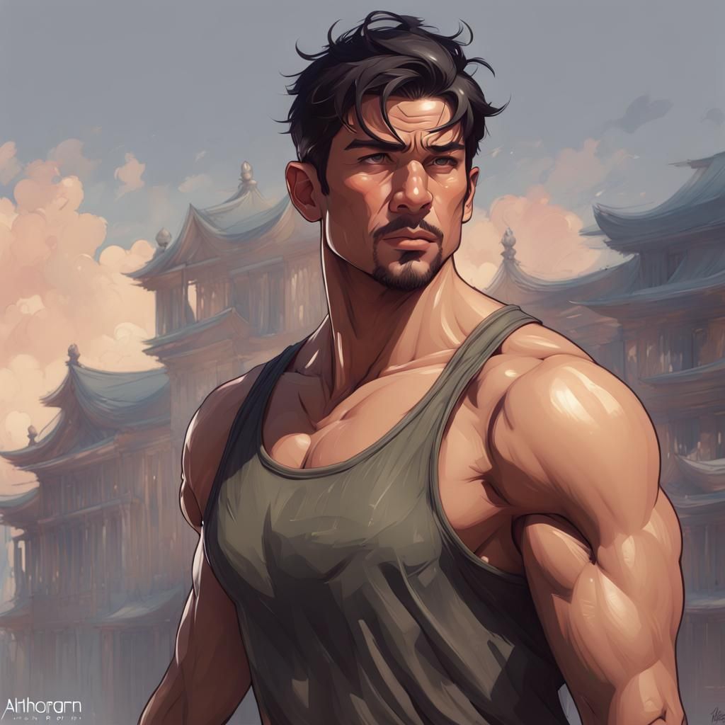 Handsome Philippino Man Portrait in Hyperdetailed Digital Ar...