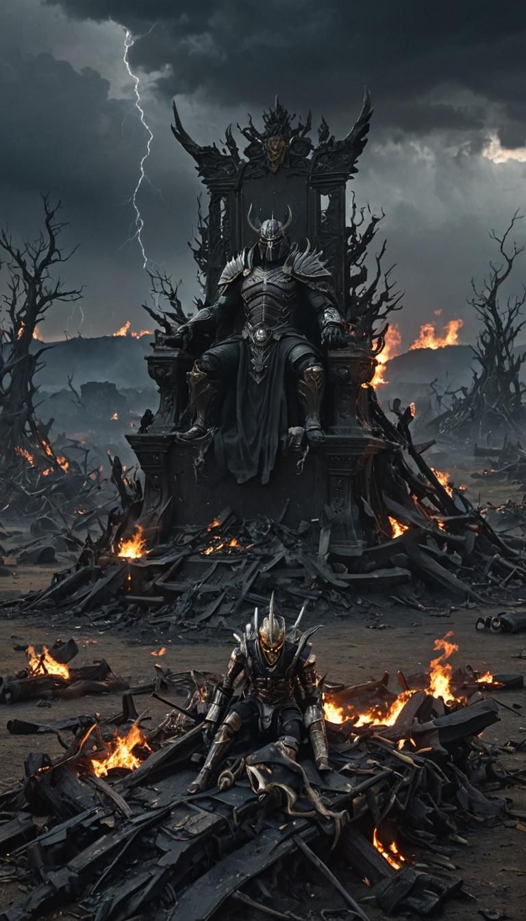 Ravana Enthroned on Desolate Battlefield