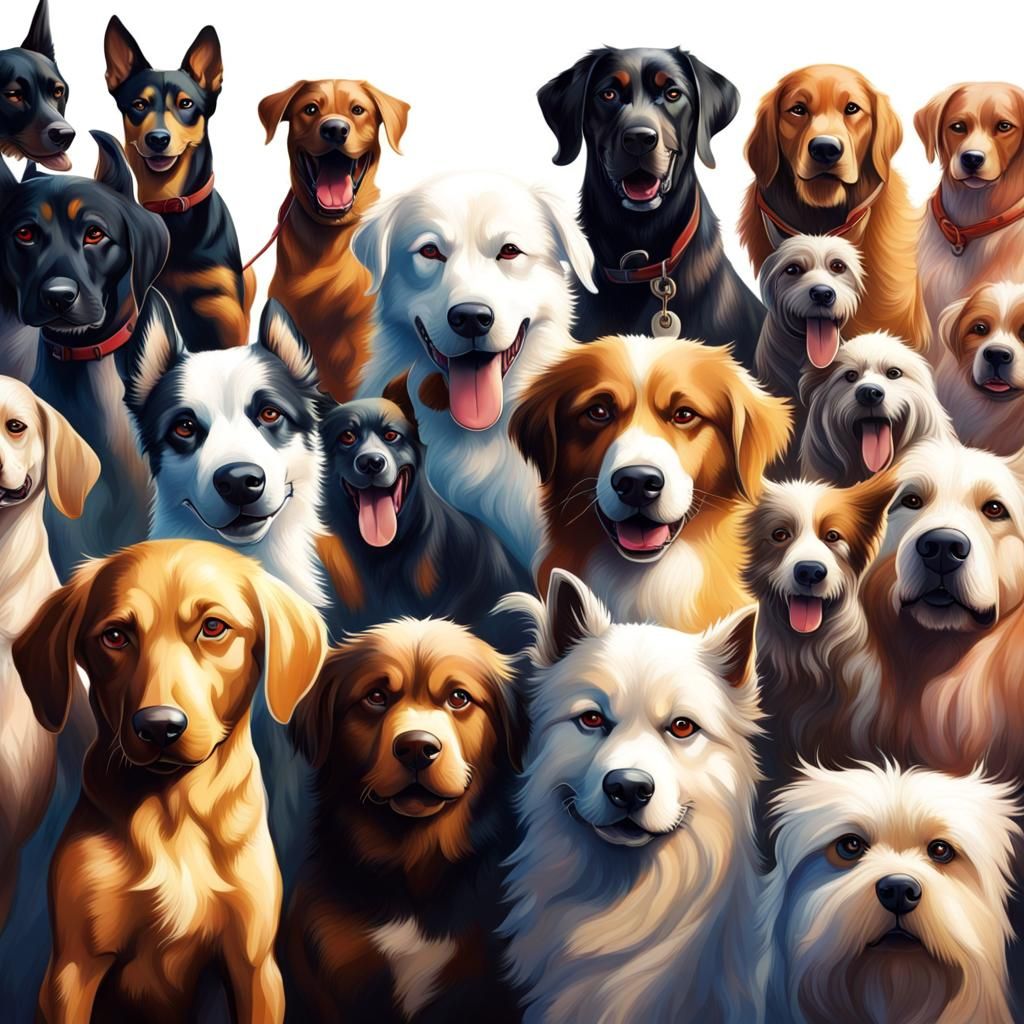 Hyperrealistic Dogs in Splash Art Style