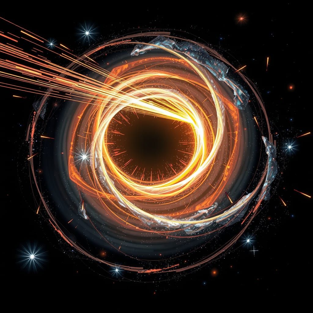 Spiral Galaxy with Meteor Storm Concept Art