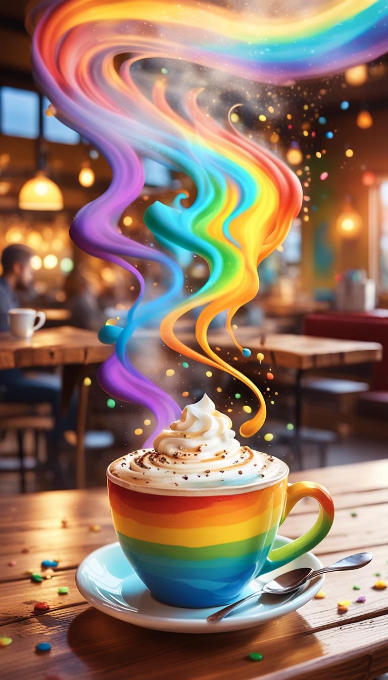 Rainbow latte Art by Mason Salisbury