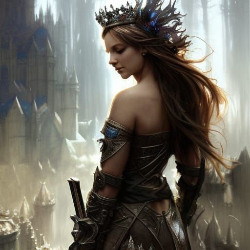 Armored Elf Warrior with Wildflower Crown