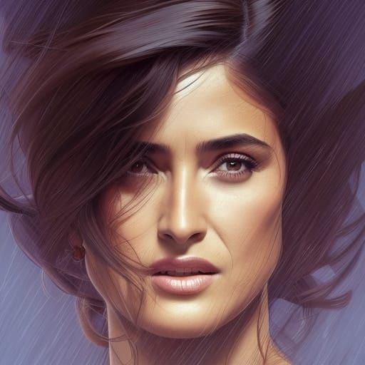 Salma Hayek Portrait in Hyperdetailed Art Nouveau Style