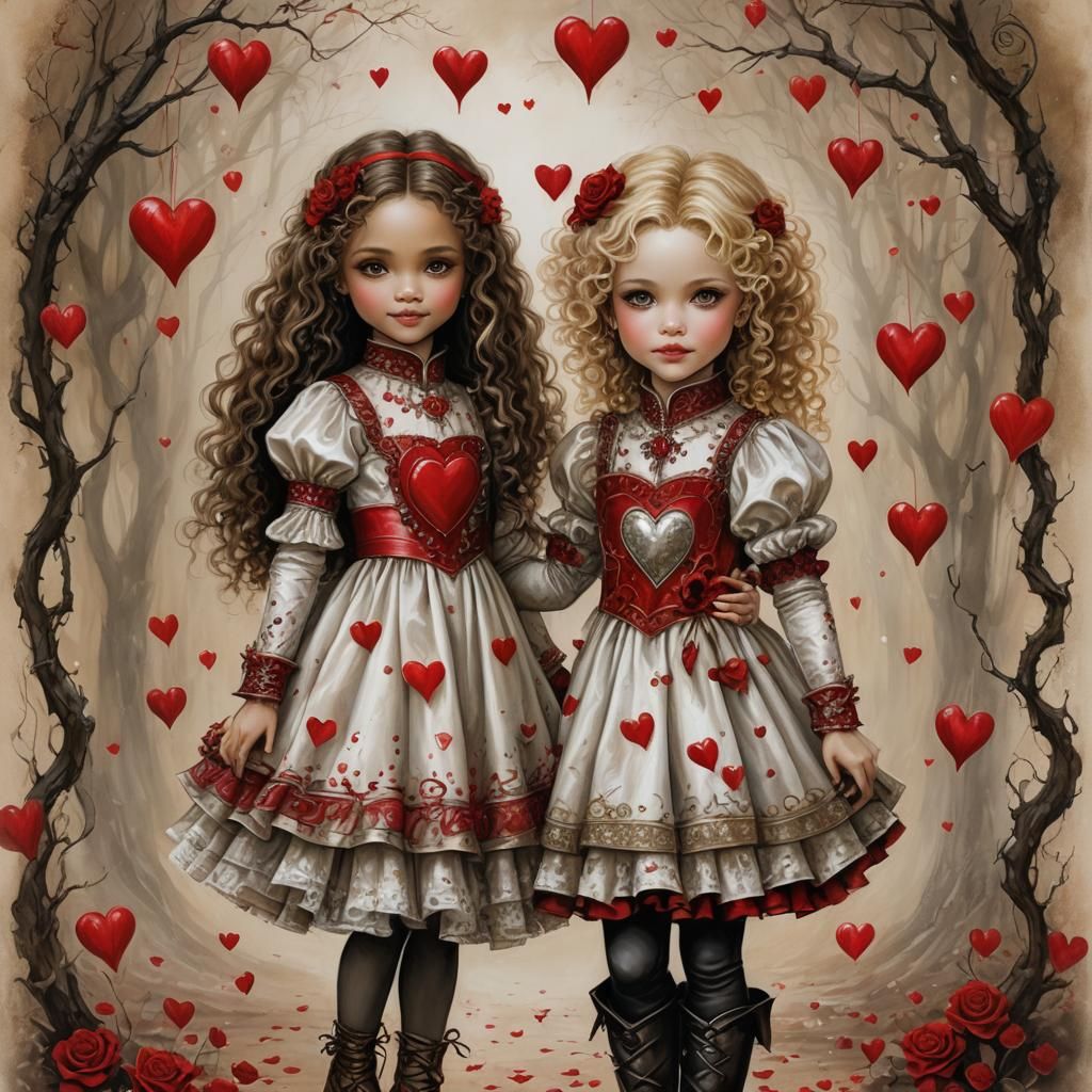 Valentine's Day: Children in a Hyperrealistic Digital Painti...