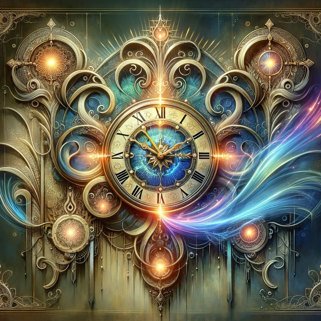 Mystical Wall Clock with Runes and Elvish Script