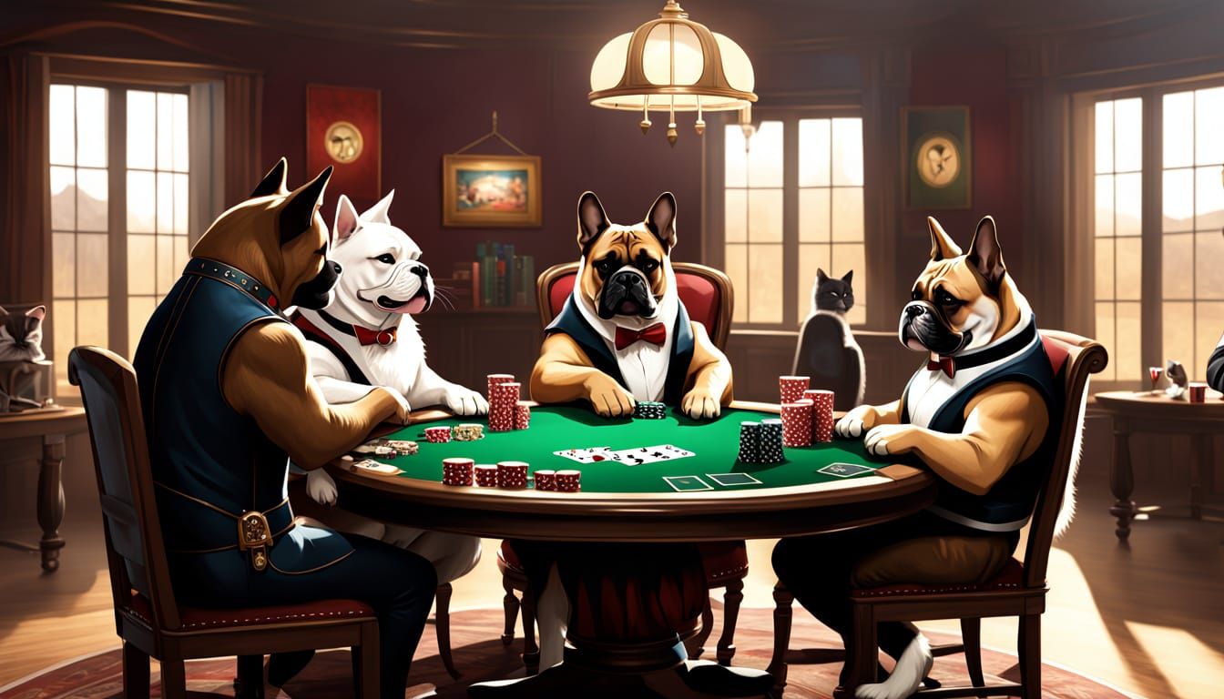 Animals Play Poker in Saloon Setting