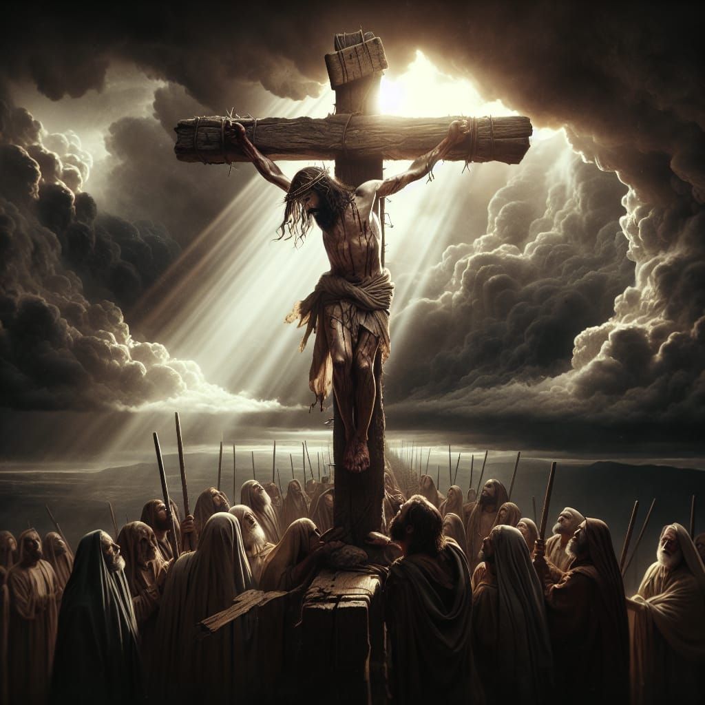 Jesus being crucified on the Cross Epic cinematic brilliant stunning intricate meticulously detailed dramatic atmospheri...