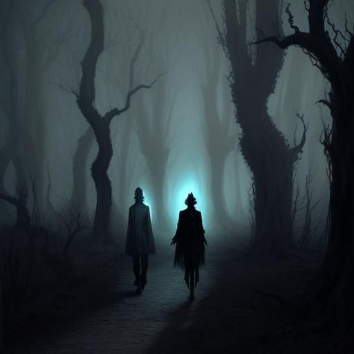 Ghostly Walk in a Fantasy Horror Forest