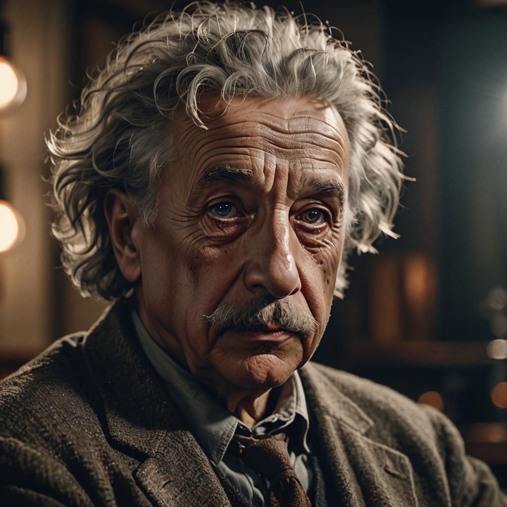 Cinematic Portrait of Einstein with Short Hair