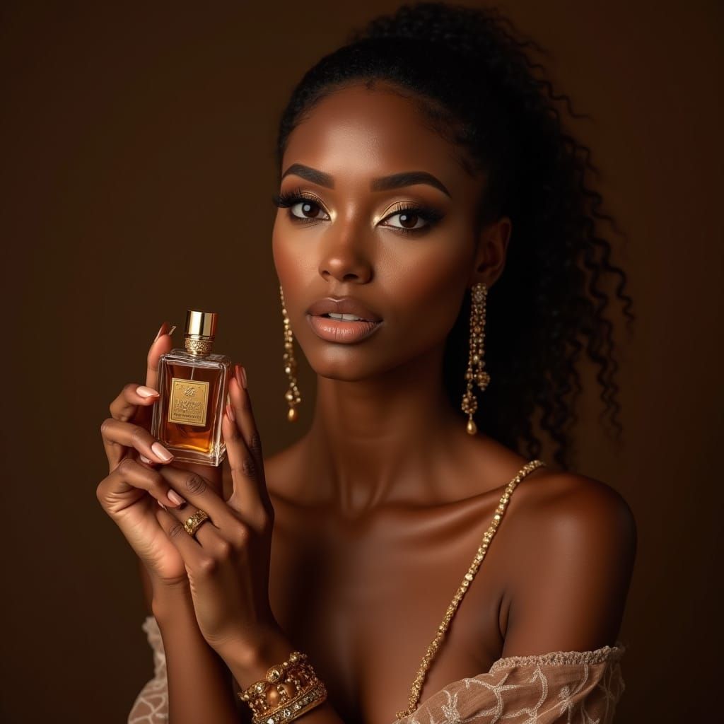 Moroccan Woman Editorial Beauty Shot with Perfume