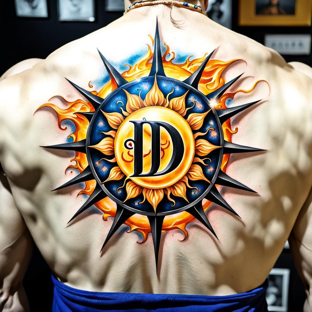3D Tattoo: Realistic Escanor's Cruel Sun and Letter D