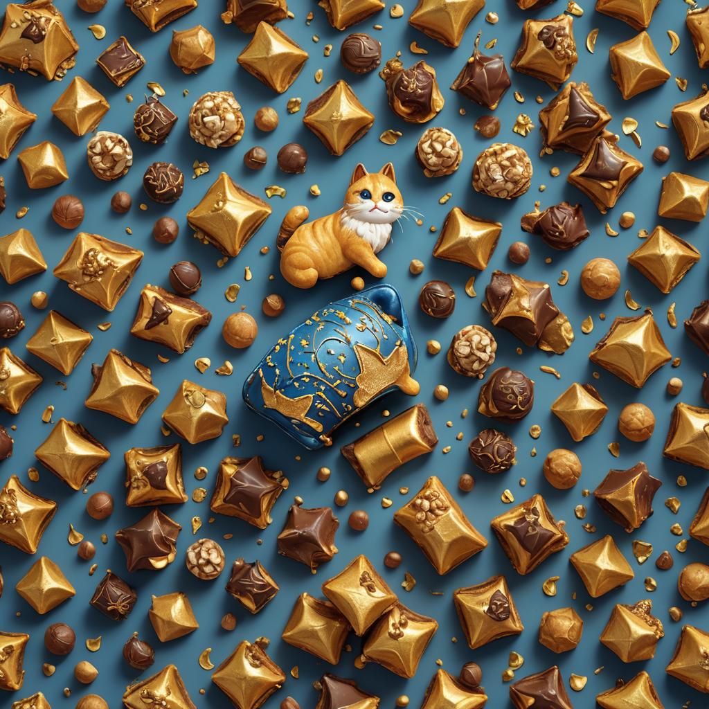 Cat-Shaped Pandoro Cake with Hazelnuts, Macro Photo